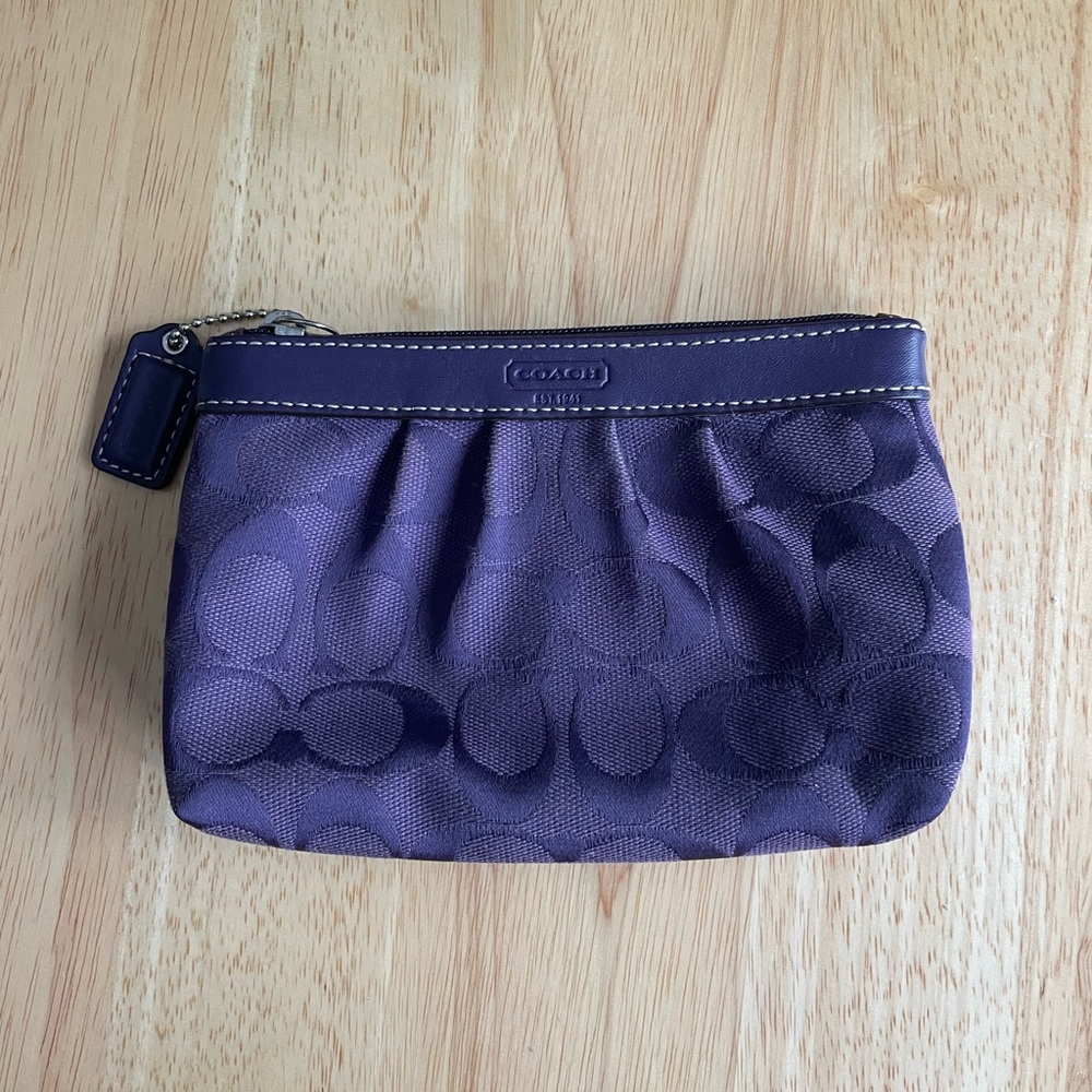 Coach signature pleated coin purse